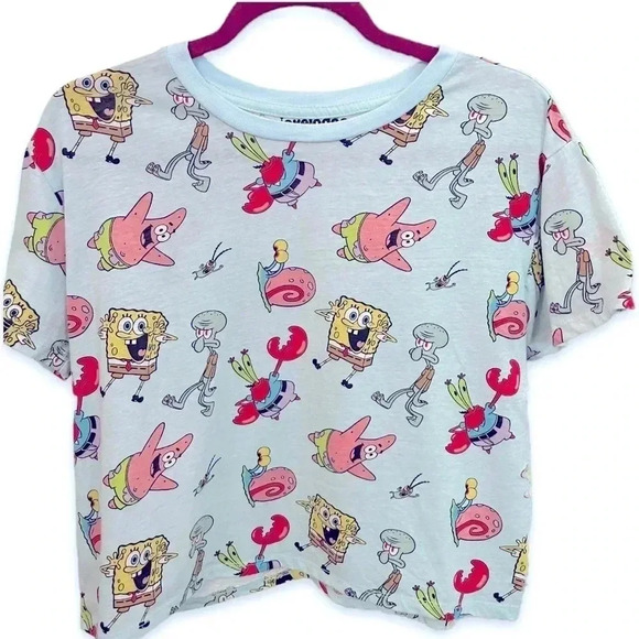 SpongeBob Nickelodeon Graphic Tee TShirt Short Sleeve EUC Juniors L - Picture 1 of 3